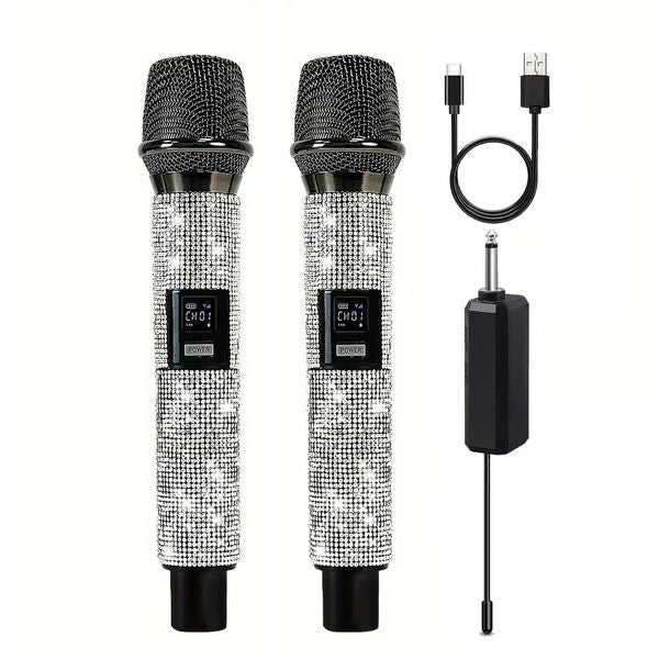 Crystal Wireless Dynamic Microphone set for Party Speech Crystal Appearance Universal wireless MicrophoneM240815