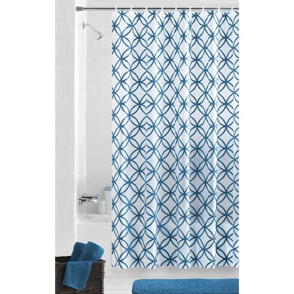 Teal and Blue PEVA Shower Curtain Geometric Waterproof Durable Buttonhole Top Construction Odor Free shower curtain Y240815