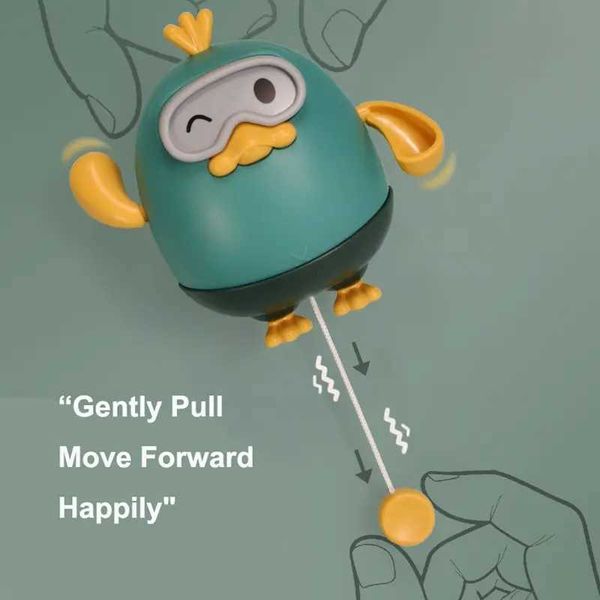 1Pcs Kid Bath Wash Pull Line Little Duck Baby Summer Bathroom Swimming Winding Toy C250117