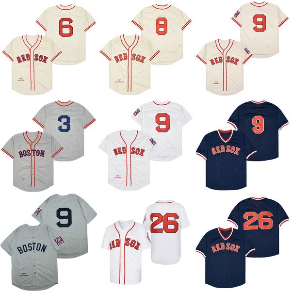 3 Jimmie Foxx Throwback baseball jerseys Johnny Pesky Carl Yastrzemski Ted Williams Wade Boggs David Ortiz Pedro Martinez Nomar Garciaparra
