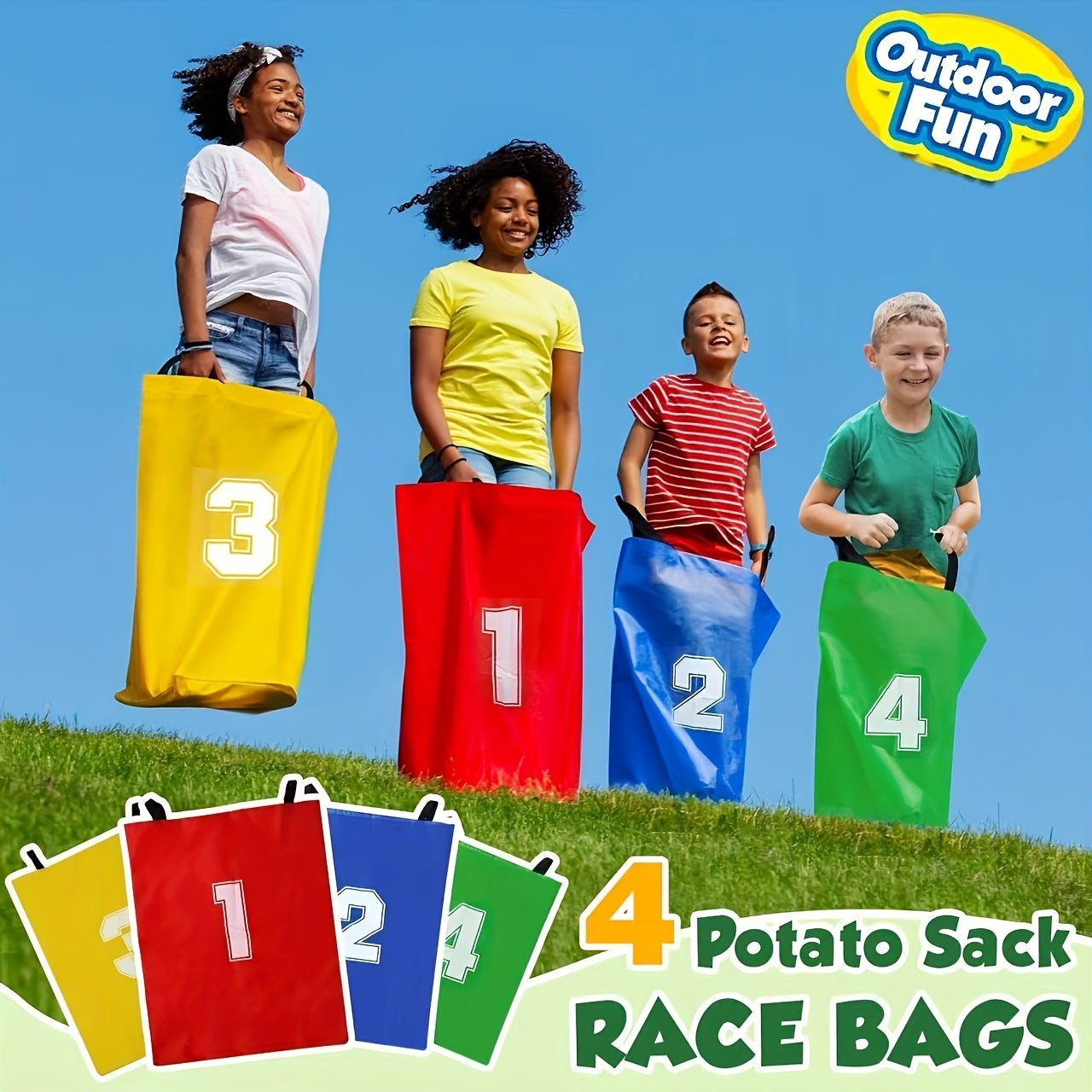 TEMU 4pcs-set Canvas Potato Sack Game Bags, Durable Kangaroo Jumping Bags For Outdoor Lawn Games, Family Interactive Sports, Hand Washable,