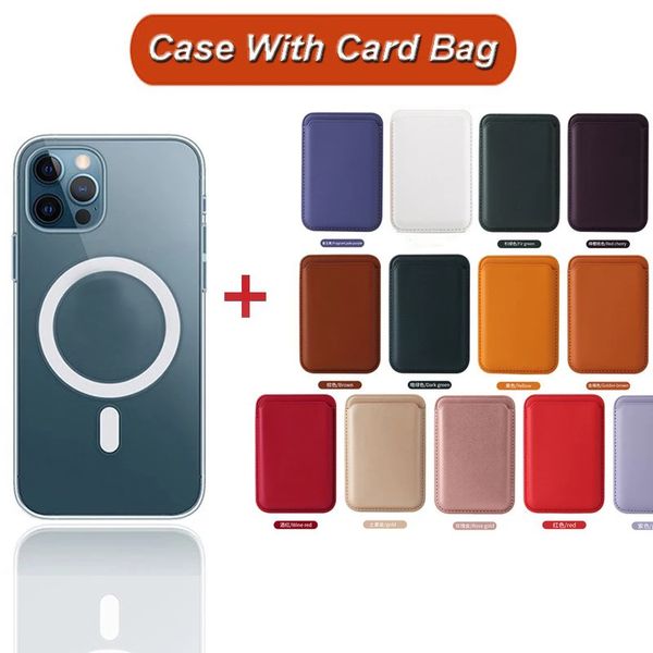 2 IN 1 For Magsafe Magnetic Wireless Charging Case For iPhone 16 15 13 12 14 Pro MAX mini Leather Wallet Card Holder Cover Accessories