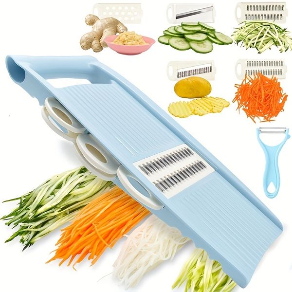 1 Set, Multi-Functional 5-in-1 Vegetable Slicer Grater Effortless Preparation with Manual Cutter, Chopper, Shredder - Perfect Kitchen Gadget