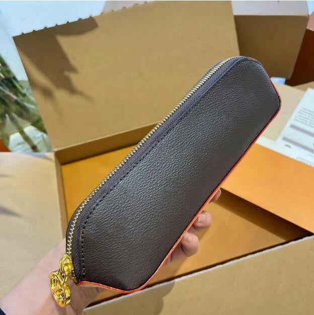 Classic Brown Flower Jewelry Storage Boxes Leather Zipper bag Designer Men Pen Bags Women Lipstick Eyebrow Pencil Bag Children&#039;s pencil case Be
