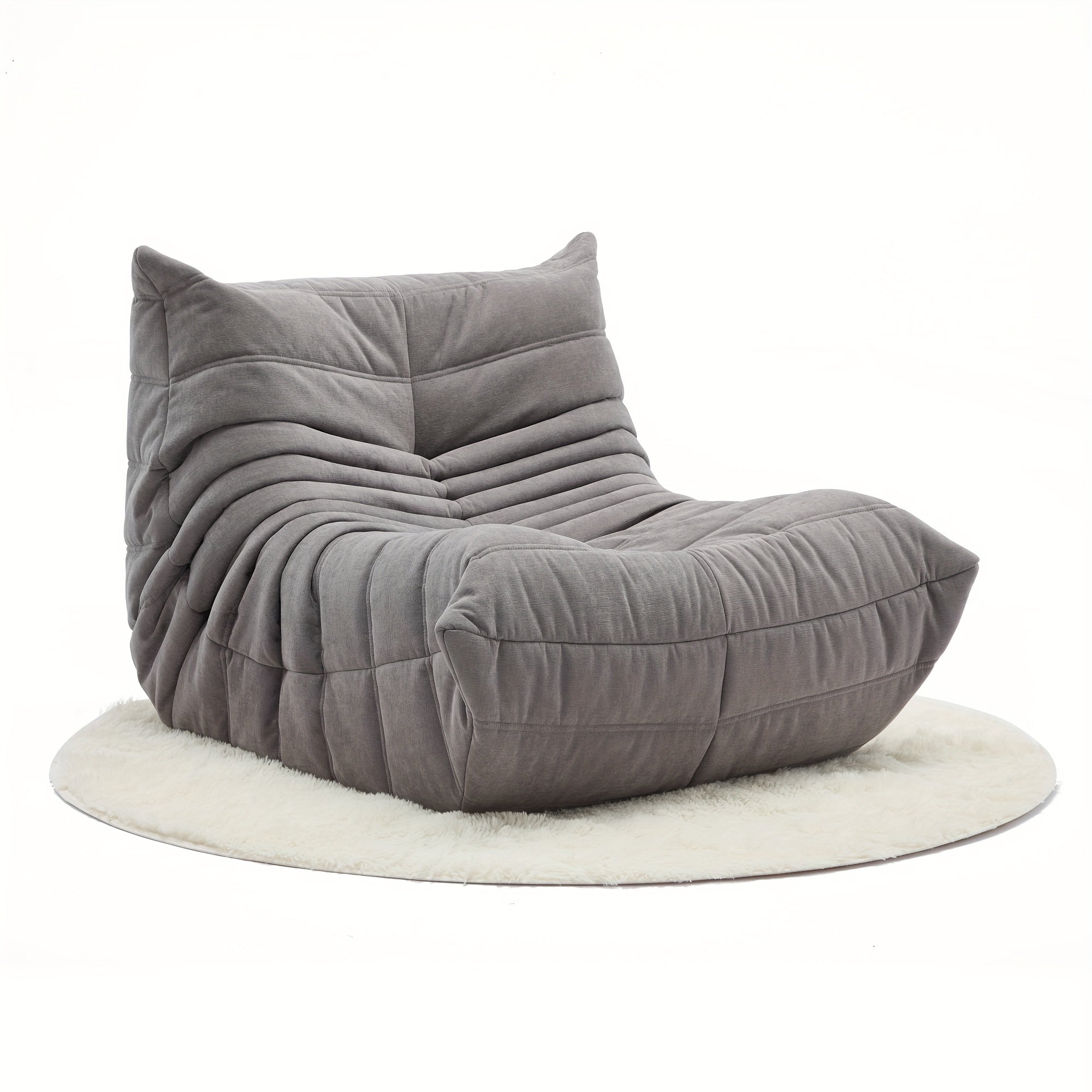 TEMU Ergonomic Memory Foam Bean Bag Chair - Cozy Suede Lounger For Adults, Reading & Gaming, Ideal For Home Or Apartment Decor, Gray