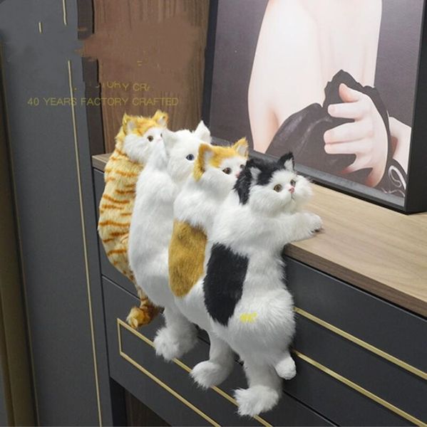 Novelty Items Realistic Plush Toys Lifelike Fur Furry Stuffed Cat Dolls Simulation Kitten Models Animals Birthday Christmas Gift For Child