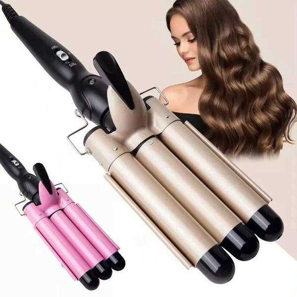 Hair Curlers Straighteners Home Use Three Barrel Curler Ceramic Lcd Wave Iron Automatic Ion New H250112