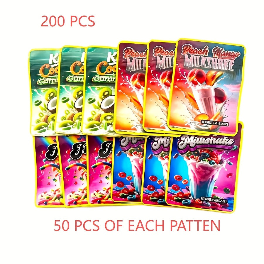 TEMU 200pcs Reusable Holographic Mylar Gift Bags - Waterproof 3.5g Durable Party Favor Bags With Candy- (, Lollipops, ) In Vibrant Colors (peach,