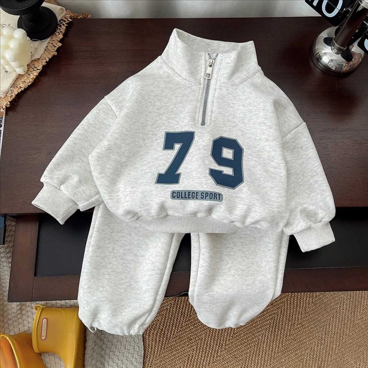 2025 Autumn New Baby Casual Sweatshirt Set Letter Print Children 2pcs Suit Cotton Boys Girls Clothes Set Kids Outfits S25813