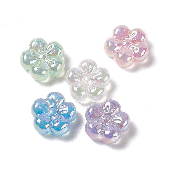 Placage uv perles de fleurs acryliques irisées arc-en-ciel