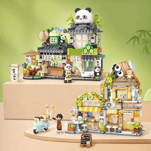 Blocks Blocks LOZ Panda shaped Street View Series builds building block puzzle models mosaic toys and gifts for boys girls H241115 S2412211