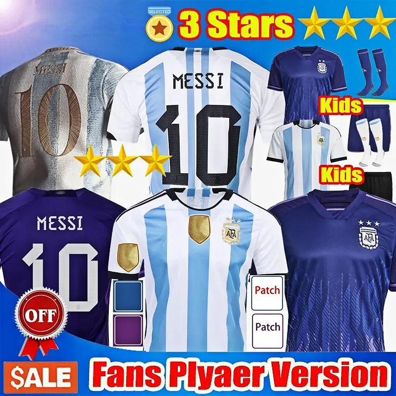 3 Star Argentina Soccer Jersey Player Fans Version 22 23 Football Shirts 2022 MESSIS MARTINEZ DI MARIA J.ALVAREZ DE PAUL National Team Men WOMEN Kid