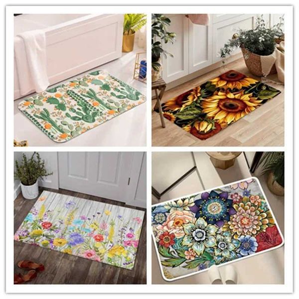 Cactus Bath Mat Bathroom Super Absorbent Carpet Anti Slip Diatom Mud Kitchen Rug Washroom Footpad Shower Room Decorative DoormatC241227