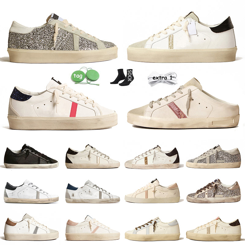 Top Quality Sneakers Designer Dress Star Shoes Black White Pink Glitter Leather Italy Dirty chaussure Luxury Womens Shoes Slippers Platform Loafers