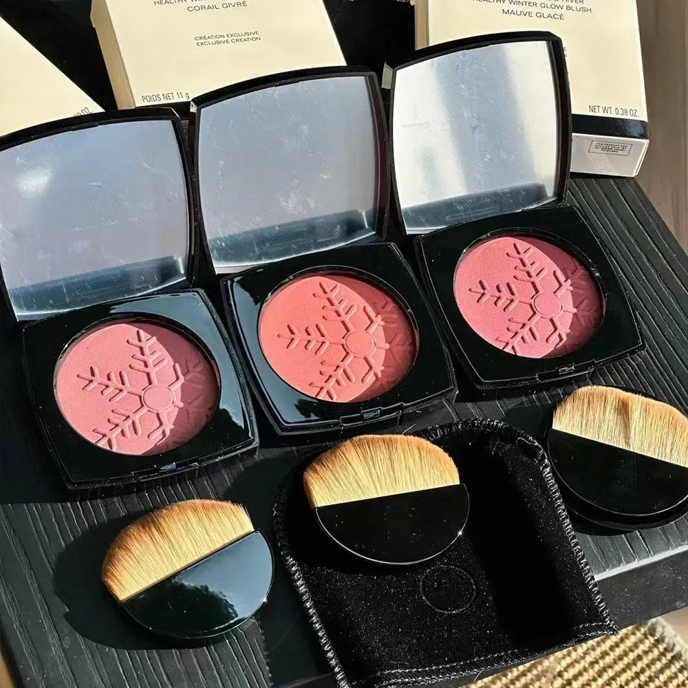 Snowflake Makeup Blush Powder Single Color 11g Healthy Winter Glow Blush Exclusive Creation Snowflake Matte Natural Cheek Tint Brighten Face Contour