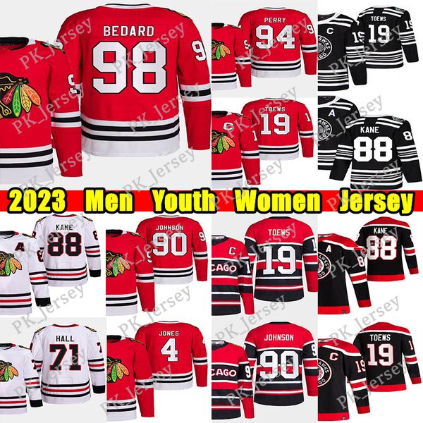 #98 Connor Bedard Reverse Retro hockey jersey #19 Jonathan Toews #71 Taylor Hal Corey Perry Tyler Johnson Patrick Kane Seth Jones Nick Folig