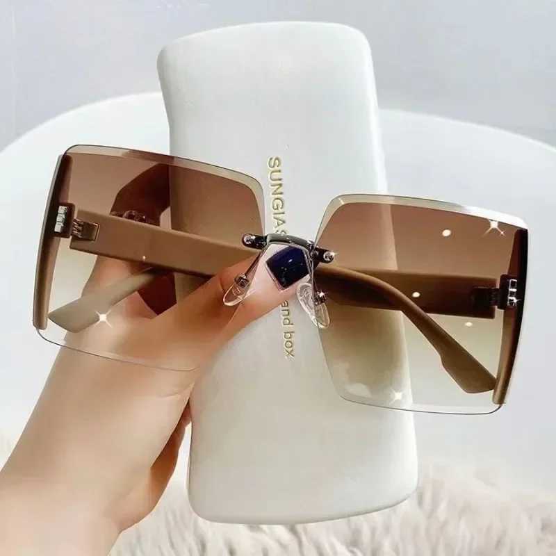 Women Retro Square Sunglasses Classic Vintage Gradient Mirror Frameless Sun Glasses Female Fashion Rimless Oculos De SolX240920