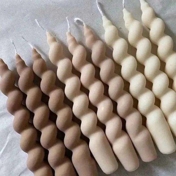 Long Spiral Stick Scented Candle Twist Soy Wax Aromatherapy White Pink Blue Brown Candles Home Decoration Birthday Gifts FriendsC241214