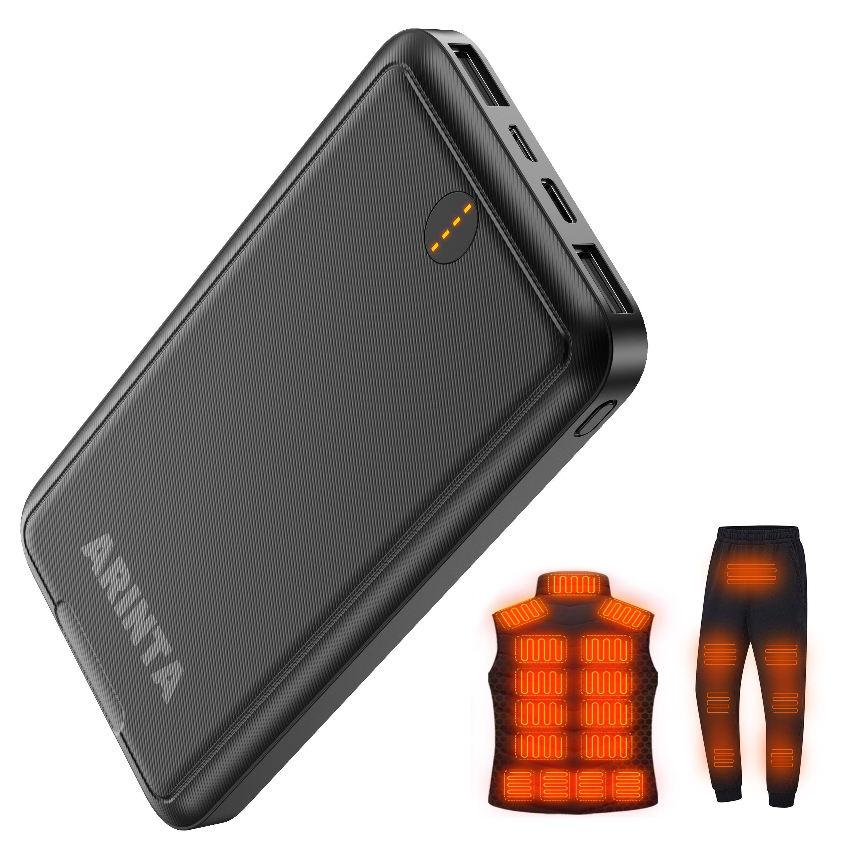 TEMU Power Bank Portable Charger 10000mah 5v-2a Battery Pack Usb-c For Heated Vest Heated Vest, Jacket, Compatible With Smartphones, Tablets,