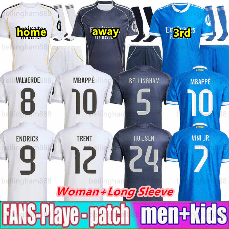 25 26 MBAPPE BELLINGHAM soccer jerseys RONALDOREAIsMADRIDs VINI JR REAL ENDRICKrealsmadridVALVERDE 2025 football shirts fans player men kids kit Cam