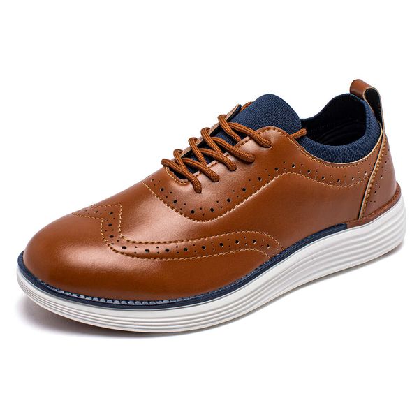 HOBIBEAR Men&#039;s Oxfords Leather Dress Sneakers Business Wingtip Casual Walking Shoes