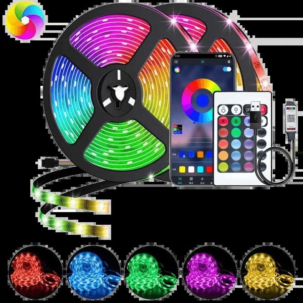 LED Strips LED Strip Light Color USB RGB Tpae Bluetooth LED Strip Bedroom Decoration 5050 5m 10m 15m 20m SMD TV LED Backlight For Christmas