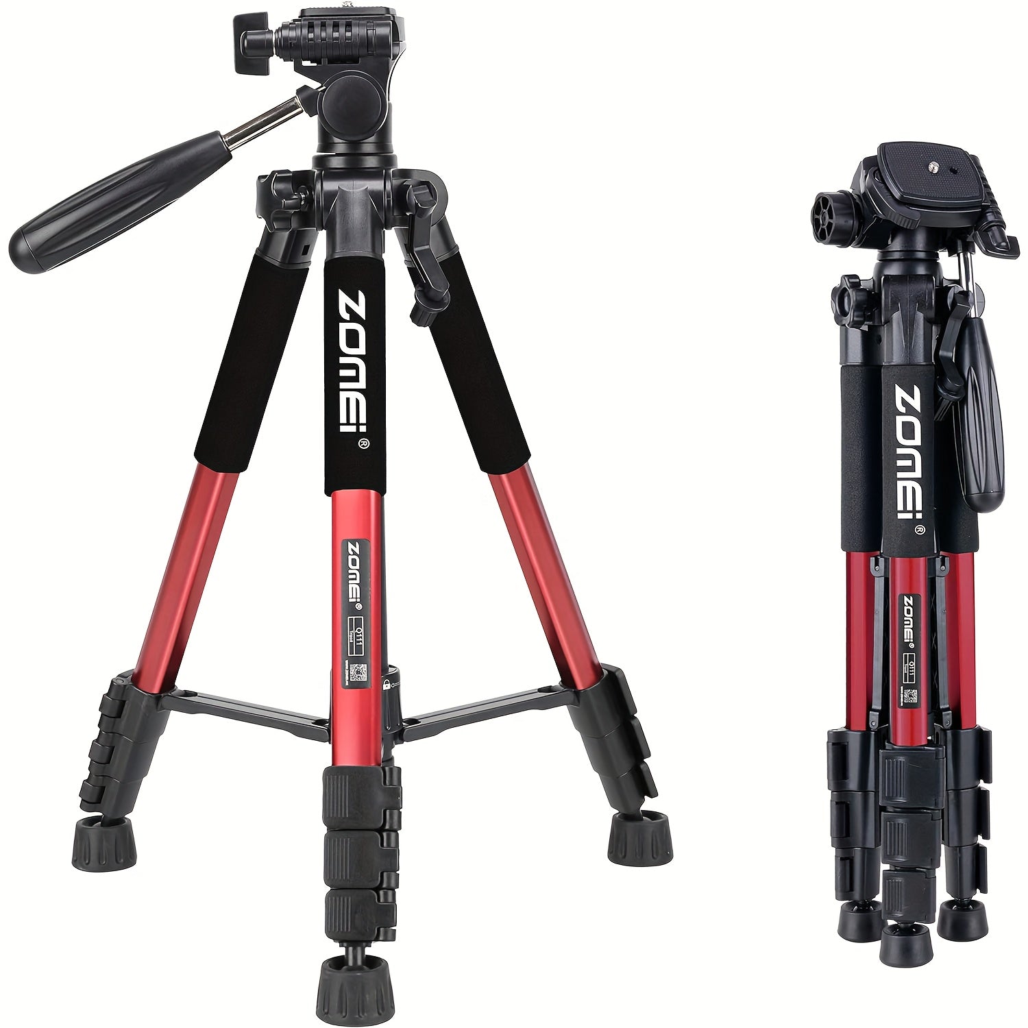 TEMU Zomei Professional Heavy Duty Video Camcorder Aluminum Alloy Tripod With Fluid Drag Head For Dslr- Slr Camera, Adjustable Height: 19.6-74inch,
