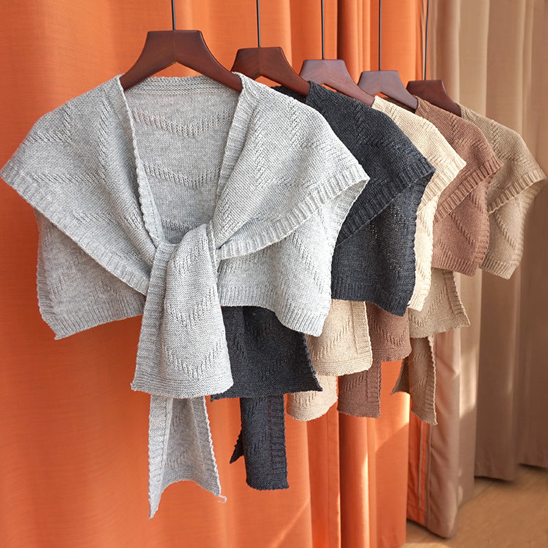 K1460 Contains wool knitted shawl, spring and autumn outerwear, decorative false collar, summer air-conditioned room neck protection, solid color ca