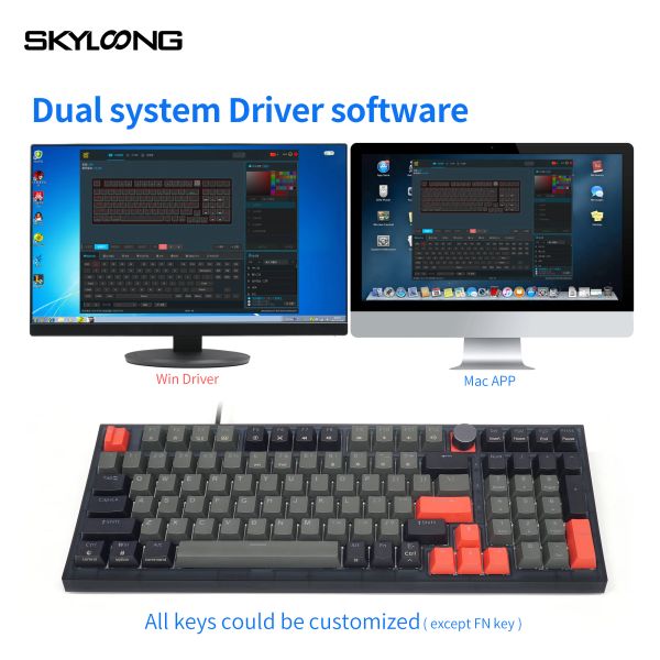 SKYLOONG Mechanical Keyboard GK980 98 Keys Lite Gasket Glacier Switch Bluetooth 2.4G USB Triple Mode Gaming Mechanical Keyboards