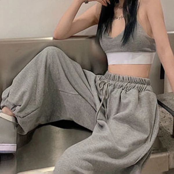 DiHope Grey Sweatpante para mulheres 2024 Autumn Baggy Moda Sports Sports Pants Balck Troushers Feminino Joggers Streetwear 250114
