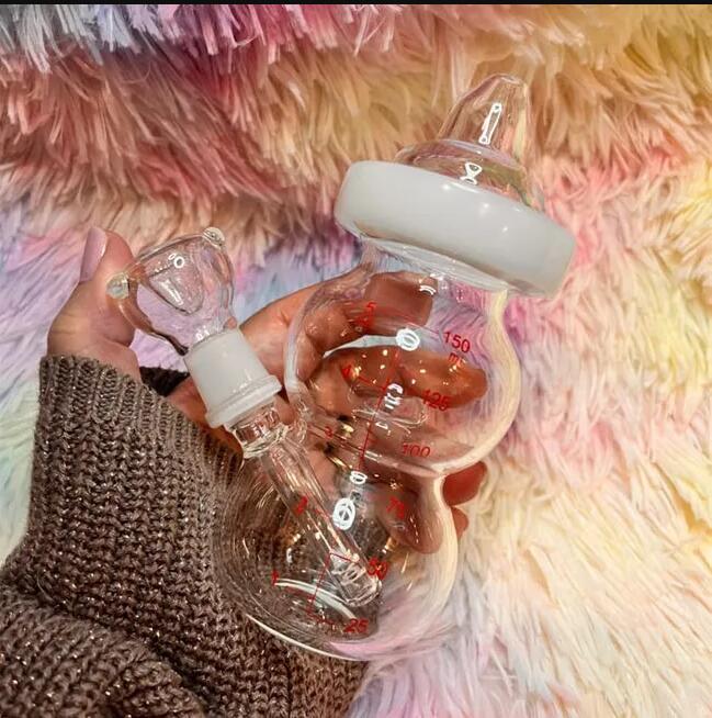 Thick Glass Water Bongs Baby Bottle Dab Rigs Bubbler Hookahs Bong Glass Smoking Pipe With 14mm Joint