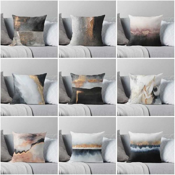Decorative home pillowcase soft cushion cover Nordic 45 * 45 40 * 40 50x50cm modern living room sofa house abstract ink W240819