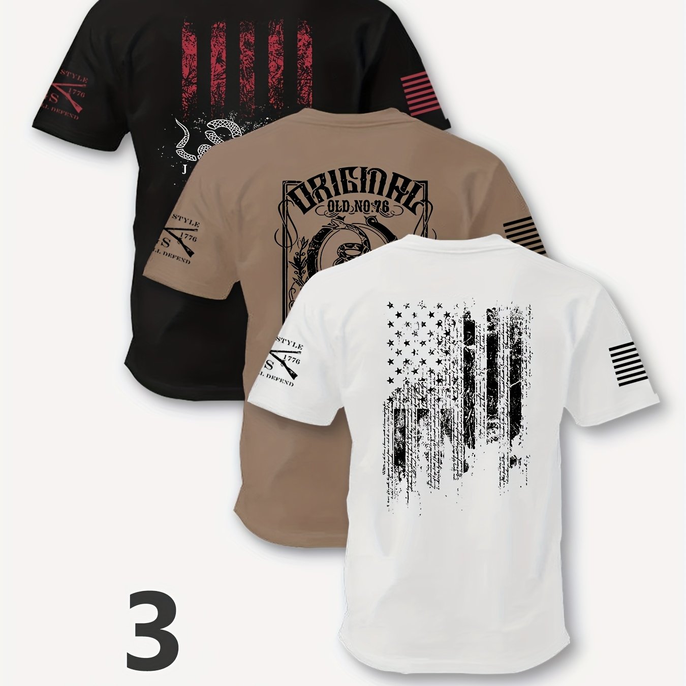 TEMU Men's Short Sleeve Patterned Collar T-shirt, Suitable For Summer , Casual Versatile Three-piece Set