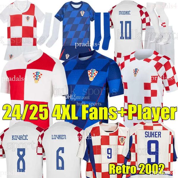 4XL 2024 Croacia MODRIC soccer jerseys 23-24-25 S Eur cup MANDZUKIC PERISIC KAIC KOVACIC SUKER Retro 1998 02 Football Shirts men kids kit so