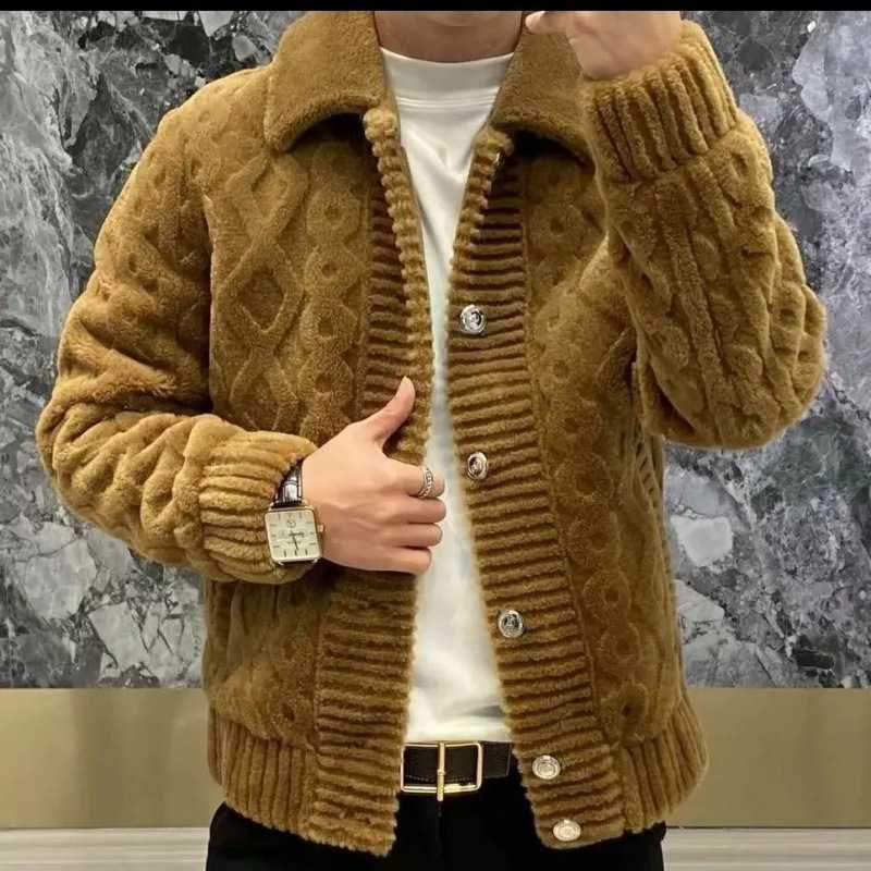 Spring and Autumn Collar Knitted Jacket for Men Light Luxury Cardigan Sweater European Style Trendy Brand Jacket Top W240930