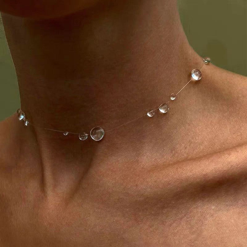 TEMU Charm Water Transparent Dew Necklace, Design, Minimalist Style, High-end Feel, A Fashionable And Elegant Look For Fashion