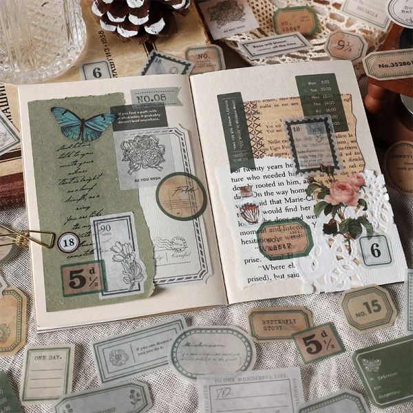 100 pcs-pack Vintage Ticket bill Stickers Diy Diary Album Stationery Scrapbooking material Sticker junk journal supplies