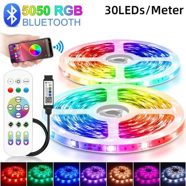 LED Strips 30LED-Meter Bluetooth Led Lights Strips 5050 WIFI RGB Flexible Tape TV Led Ribbon 1M-3M 5M 10M 15M 20M 25M 30M For Bedroom party