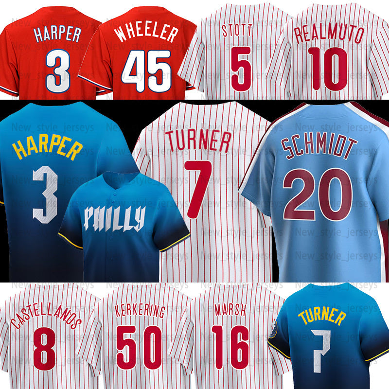 3 Harper philly 2024 City Connect Baseball Jerseys Brandon Marsh Trea Turner Zack Wheeler Orion Kerkering Kyle Schwarber Alec Bohm J.T. Realmuto Aar