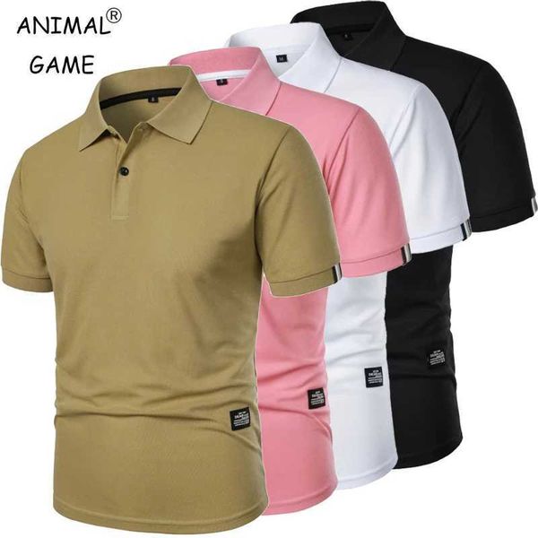 Nova camisa de pólo de cor sólida masculino de manga curta Button T-shirt Flip Collar Sports Lightweight Street Clothing Sports and Leisure