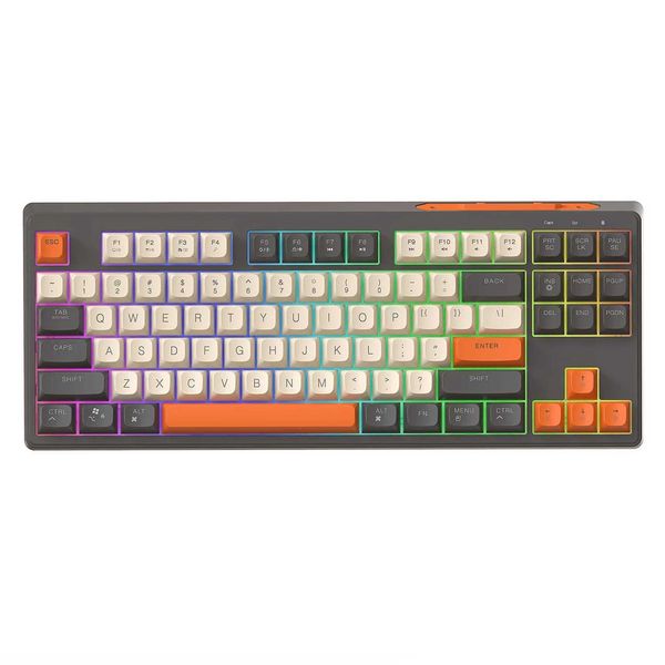 M87 Gaming KeyboardWireless Dual Mode ConnectionPBT Ball CapRainbow LightSuitable for Computers Laptops and MacLX241031