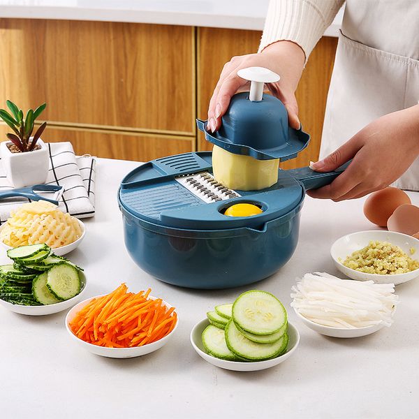 Fruit Vegetable Tools 12 In 1 Multi-Function Vegetable Chopper Carrots Potatoes Manually Cut Shred Slicer Radish Grater Kitchen Tools Vegeta