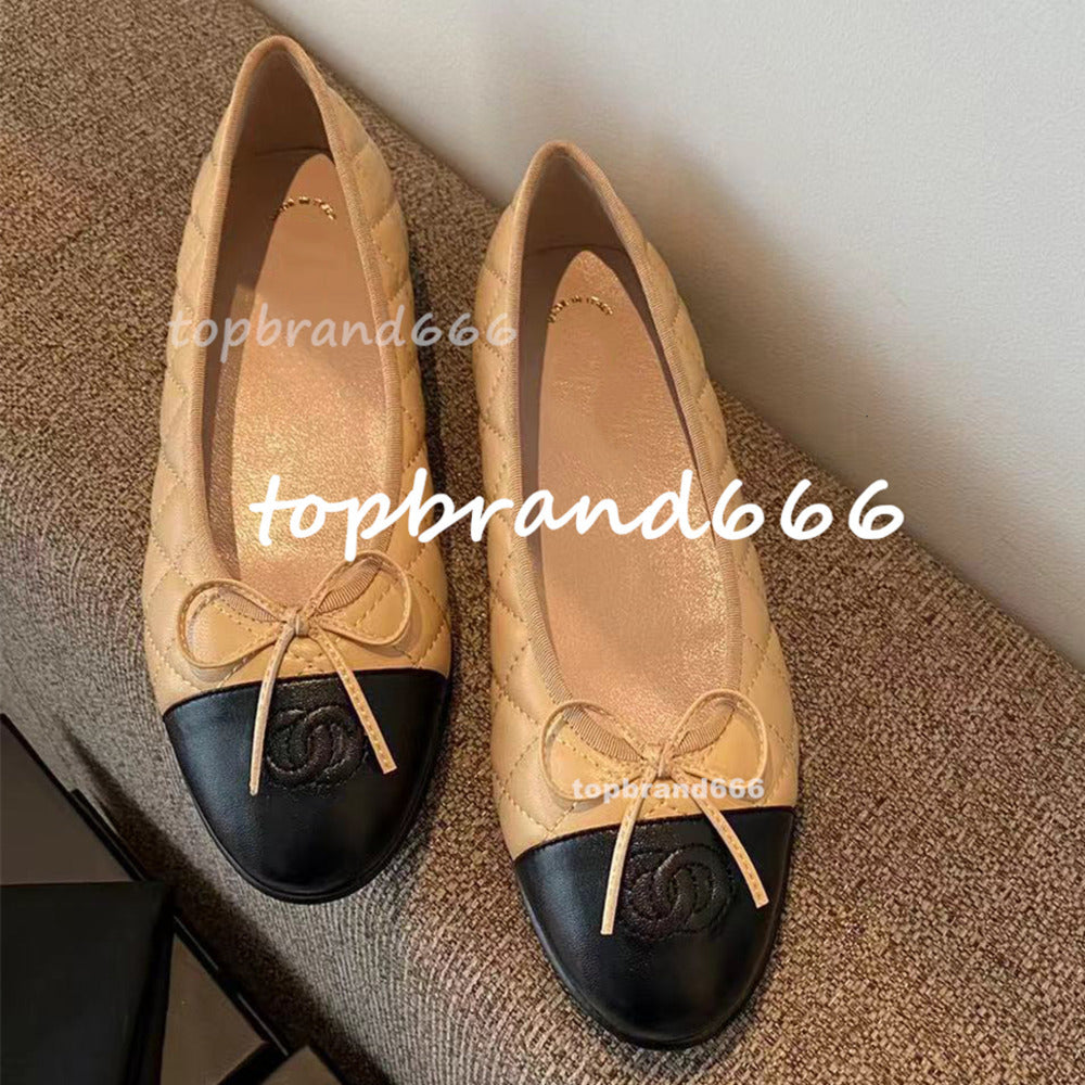 Ballet Flats Shoes women slingback heels Luxury Sandals dress shoes Ballet shoes flats shoes leather letter bow Ballerina shoes black leather loafer