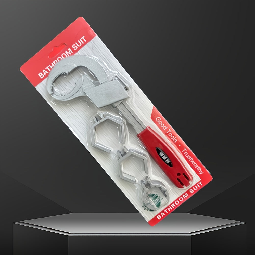 TEMU 1pc.an Adjustable Plumbing Wrench, Multi-functional Plumbing Tool, Large Tension Capacity Wrench For Bathroom Repair, , Automotive Repair, 6-