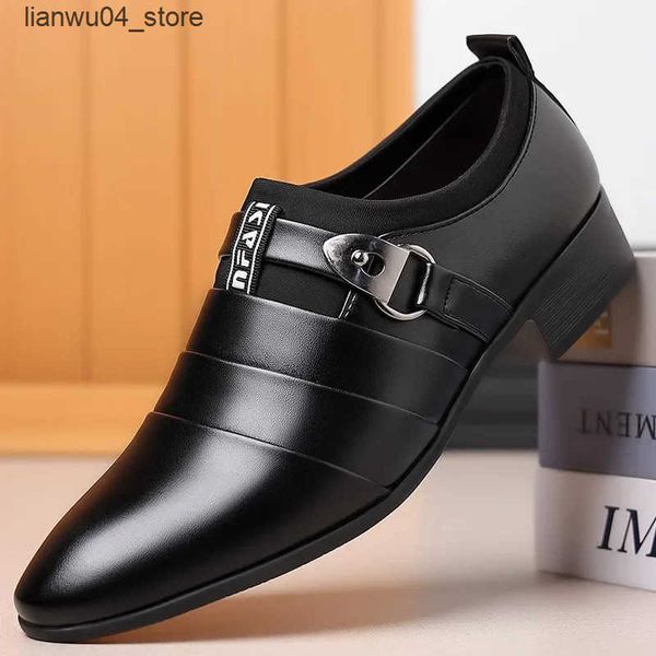 Dress Shoes Classic Leather Shoes for Mens Slip on Pointed Toe Oxfords Formal Wedding Party Office Business Casual Dress Shoes for Male 2024