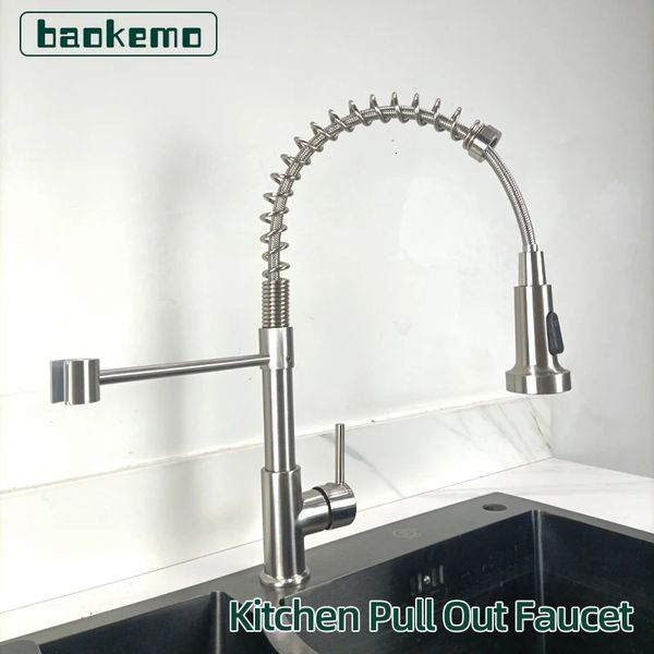 Baokemo Kitchen Pull Down Spring Sink Faucet 360 Rotary -Cold Blender Faucet 240925