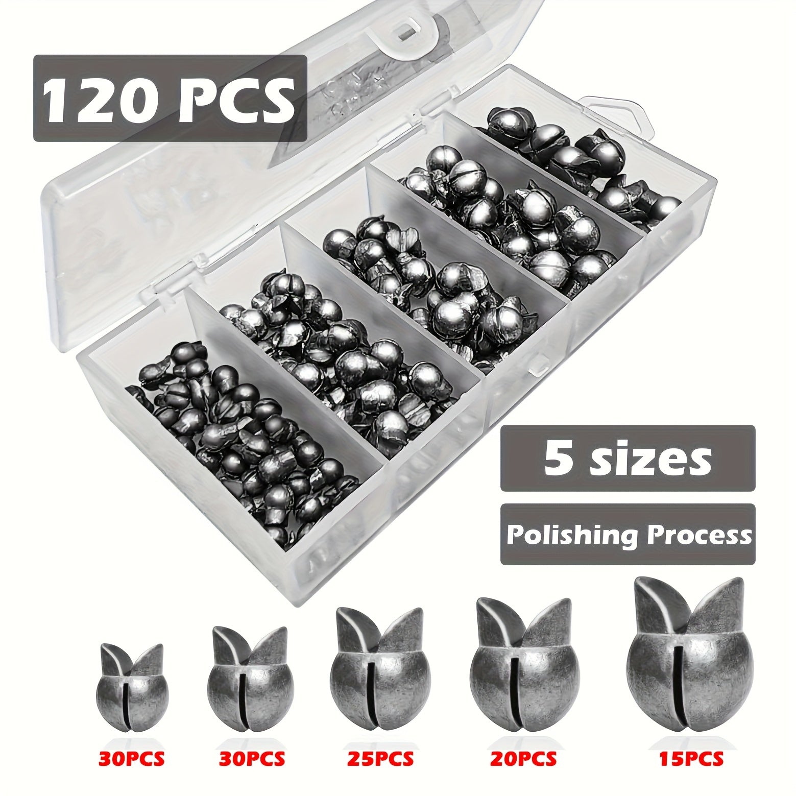 TEMU 120pcs-200pcs Fishing Weights Sinkers - Premium Split Shotfishing Weights Sinkers - Round Removable Fishing Sinkers - 5-6 Sizes