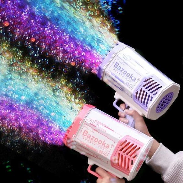 Bubble 40 Hole Electric Rocket Bubble Gun Toy Bubble Machine Automatic Soap Hairdryer with Light Summer Outdoor Party Games ChildrenW240902