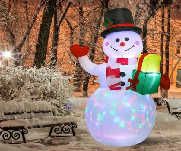 Inflatable Snowman Santa Claus Nutcracker Model with LED Light Inflatable Christmas Dolls for Outdoor Xmas Year
