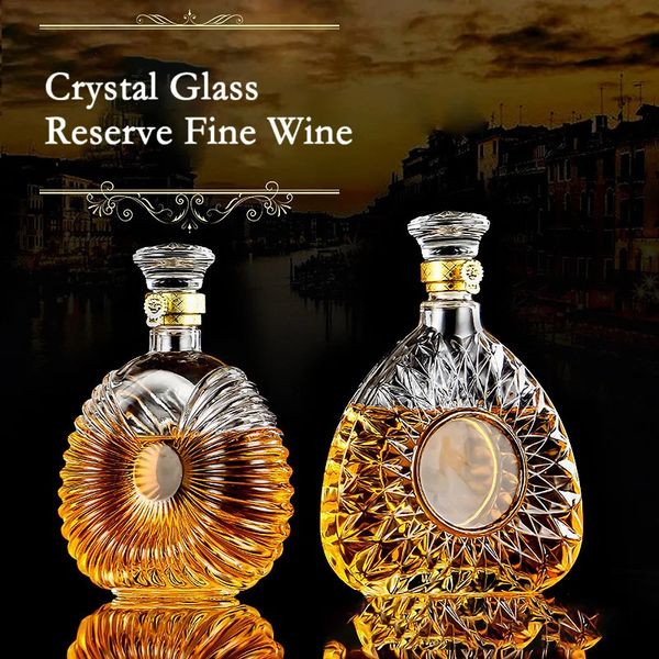 8001000ml Highgrade Square Decanter Dispenser Crystal Glass Bottle Wine With Screw Cap Aerator Mirror Jug Gift Bar Decoration y240119